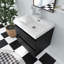 23,6 po X P 19,7 po P x 22,4 po Meuble-lavabo mural simple H noir avec plateau en résine blanche