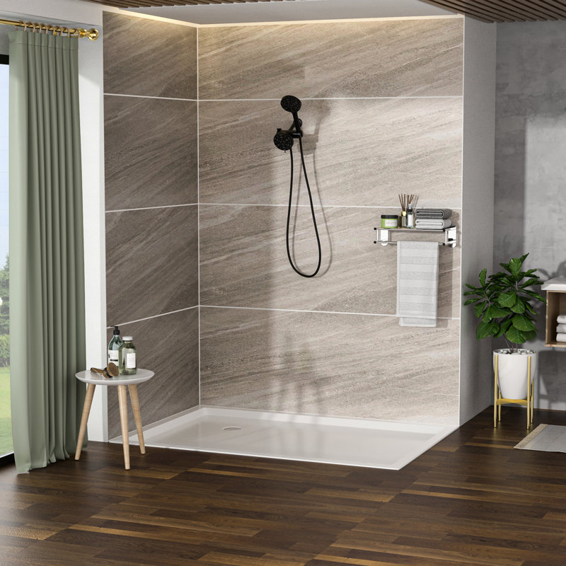 Matte Black Dual Shower Head With 8 Hand And 4.7" Rain 59" Stainless Steel Hose In Setup, Matte Black