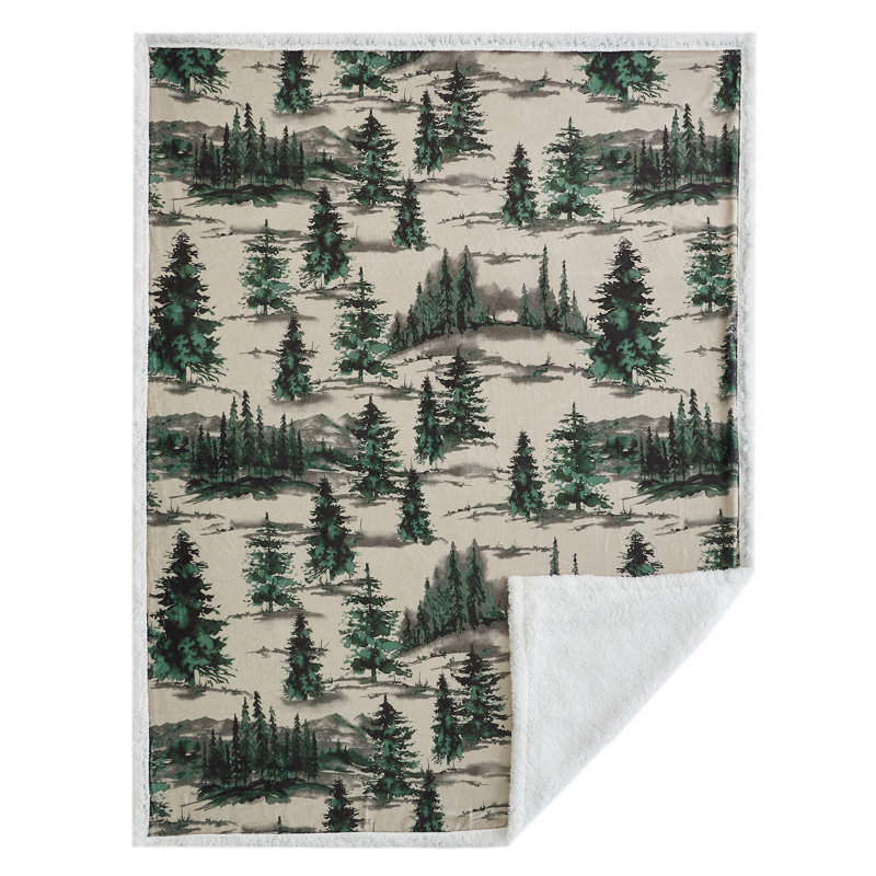 Jeté Campfire en molleton rustique Sherpa, 54 x 68 pouces, Vert Joshua