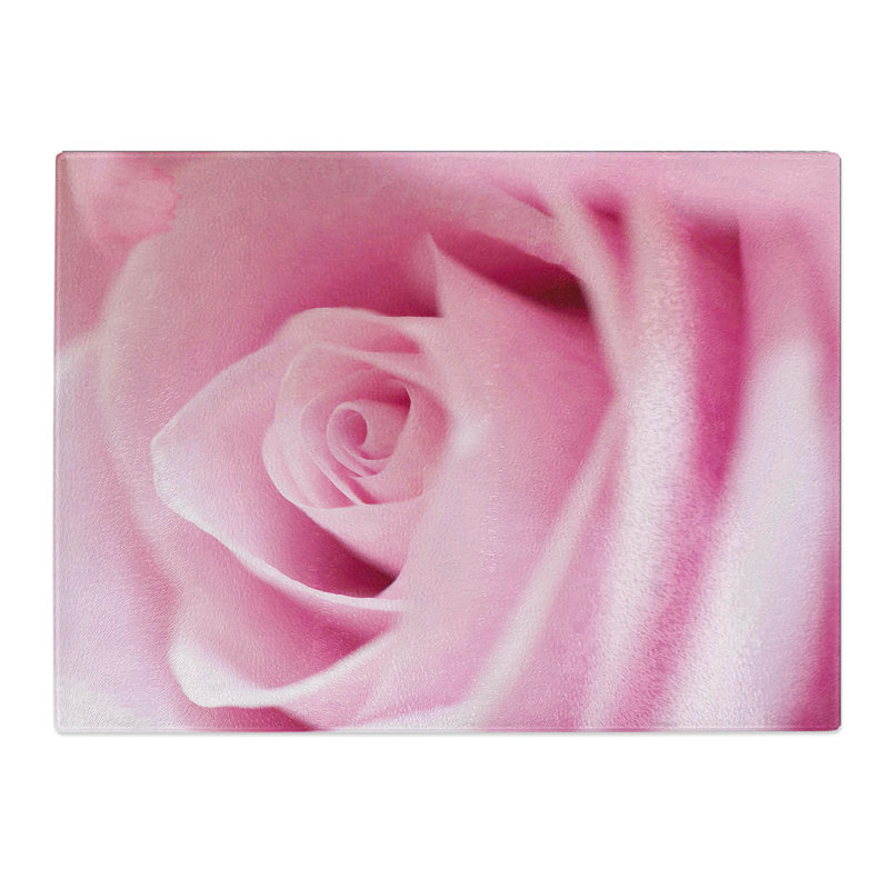 Flower Pink Rose  Glass Chopping Board