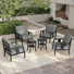 Teak Outdoor Four-person Conversation Set With Cushion And Two Side Tables