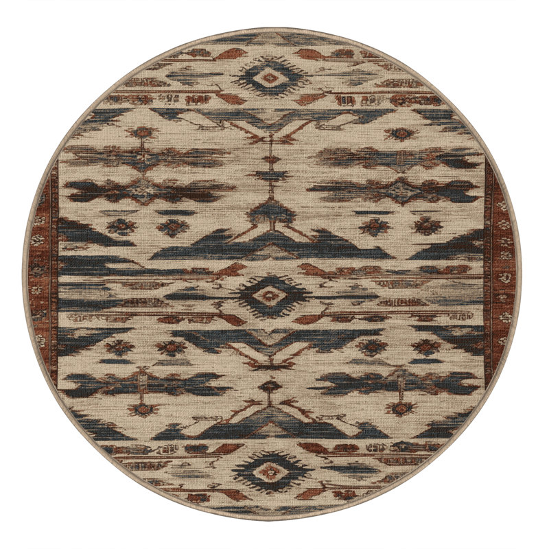 Tapis brun turc lavable à la machine, Rond 6 pi