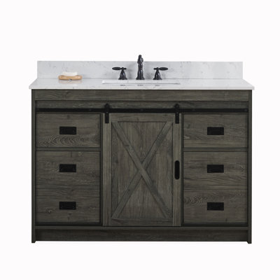 Ensemble de meuble-lavabo simple 48 po avec plateau en pierre reconstituée Jillian