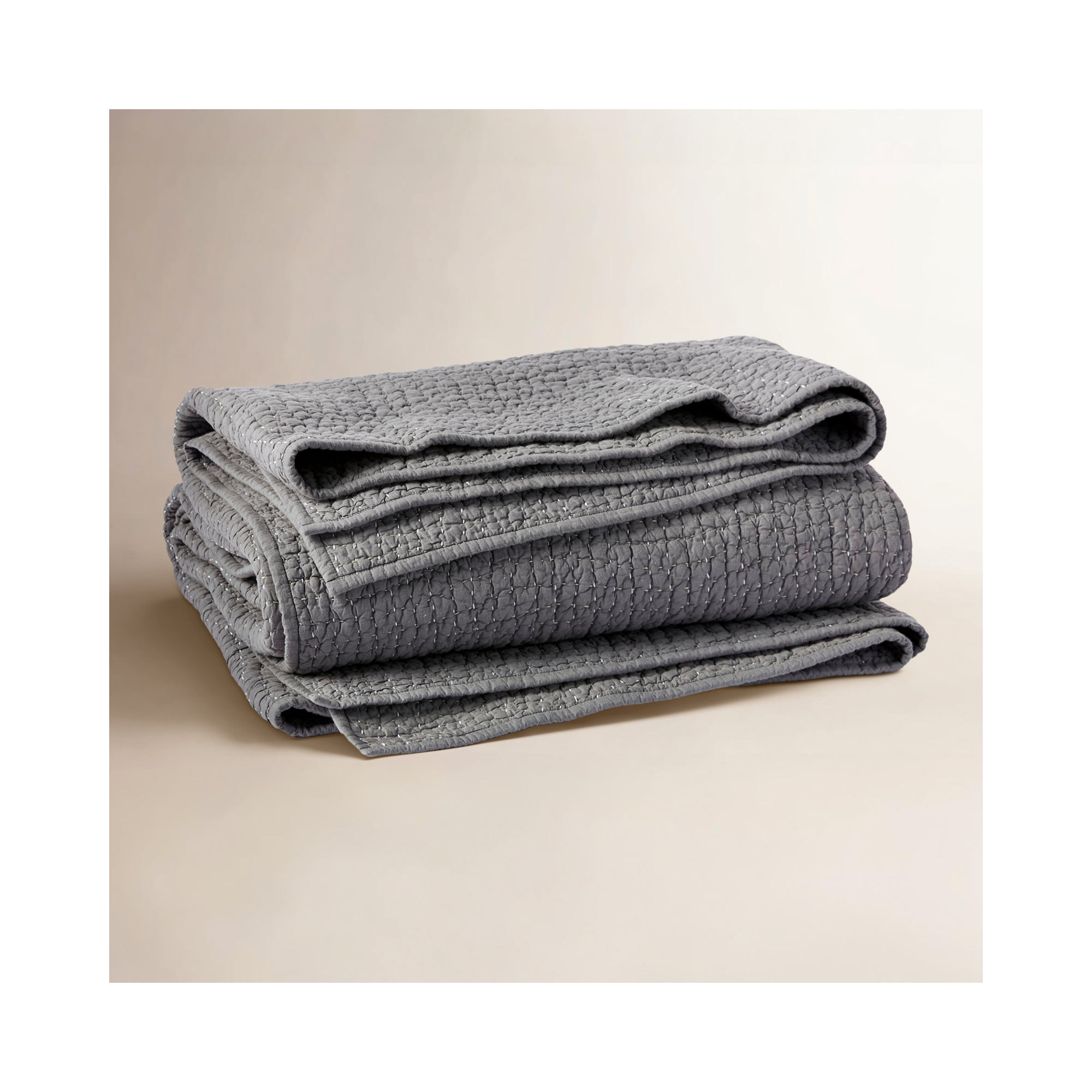 Pebbled Organic Percale Quilt, Full/Queen Quilt, Slate