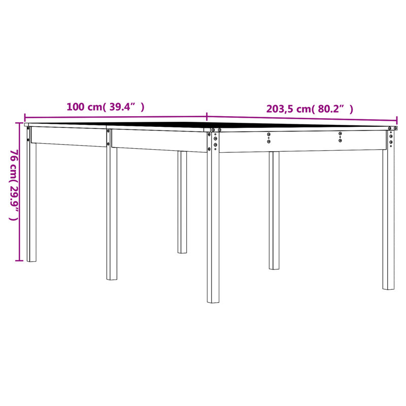 Josephville Rectangular Pine Outdoor Dining Table , cm W cm D, 29.92" H x 39.37" W x 80.12" D, Honey Brown