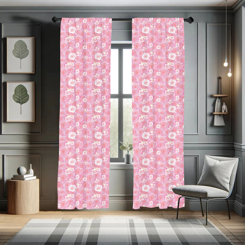 Rose Crawling Reptiles Semi-Sheer Rod Pocket Sliding Panels, 28" x 84"