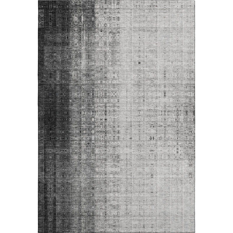 Premium Machine Washable Mayfield AMF2240 Striped Rug, Gray, 8' x 10'