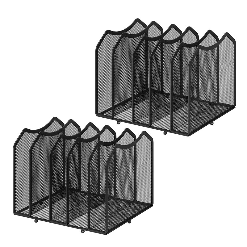 Black 2 Pack Mesh 5-Section Desktop File Sorters