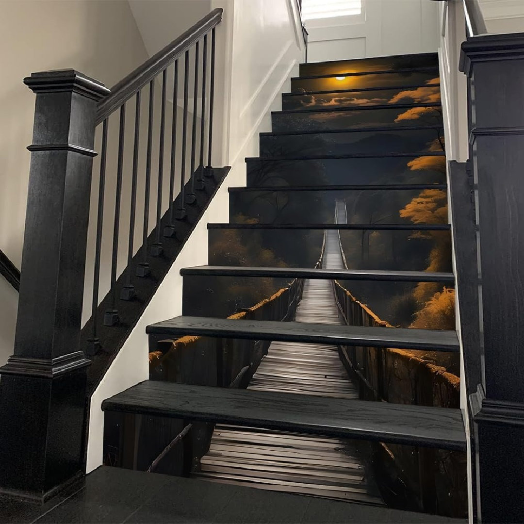 OFFICE FURNITURE 4 LESS Vintage Sunset Suspension Bridge Forest Pathway ...