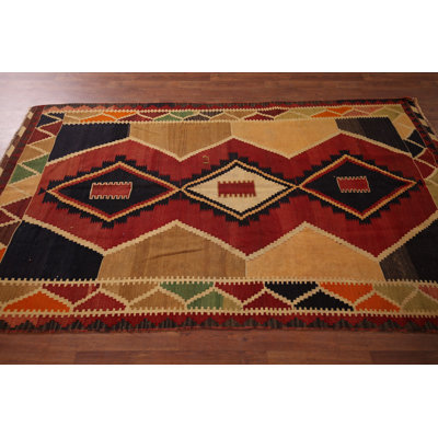 Tapis kilim en laine à teinture végétale 5 x 8