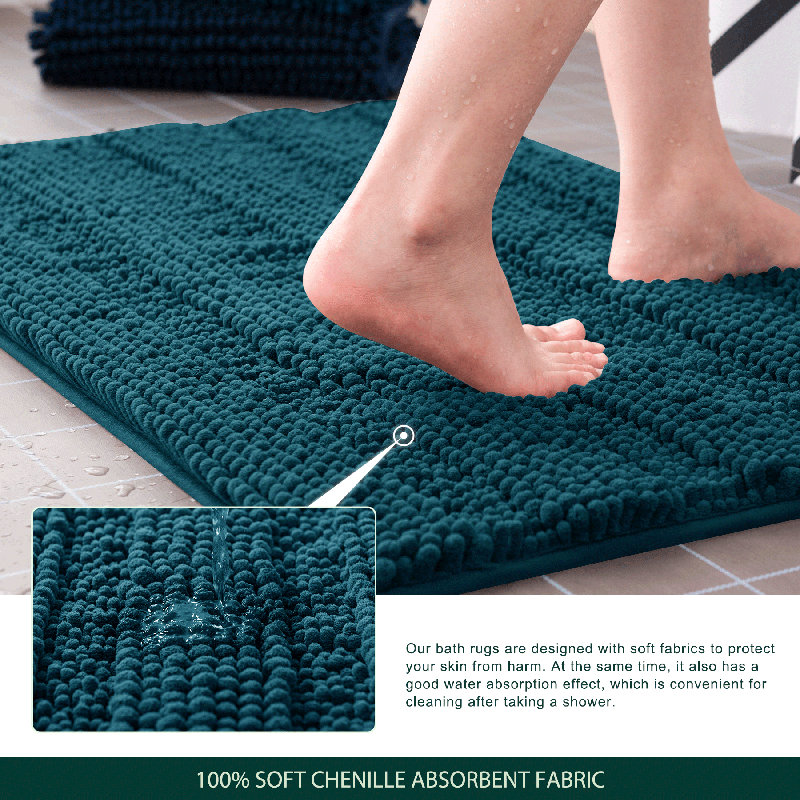 Chenault Soft Chenille Bathroom Rug, 20" W x 32" L, Teal