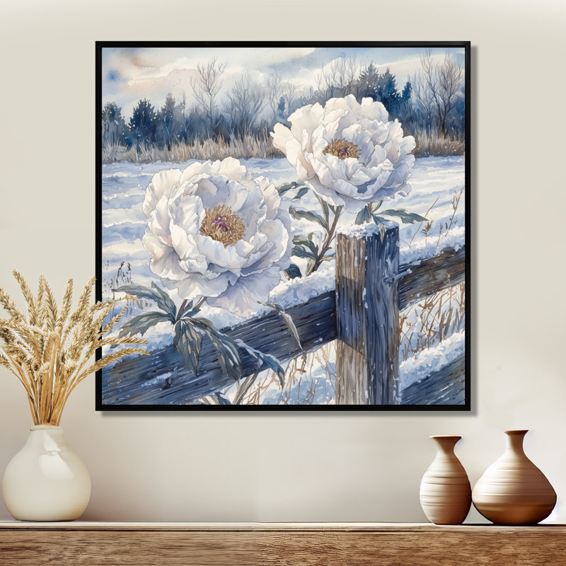 Ahner - Art mural floral, Impression encadrée flottante, Noir, noir, noir, noir, H 16 po x l 16 po