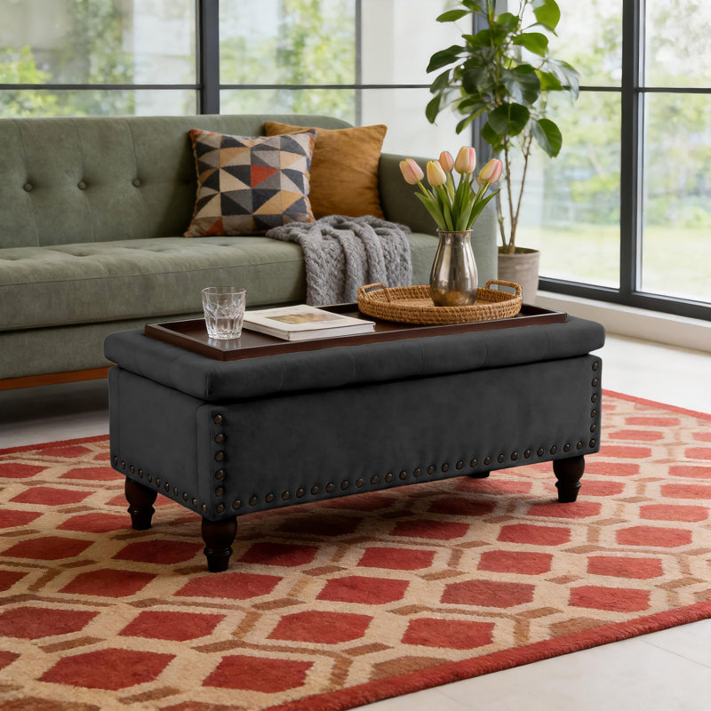 Table d'appoint moderne Beo avec porte-revues intégré et tablette inférieure, console en bois mince pour les petits espaces