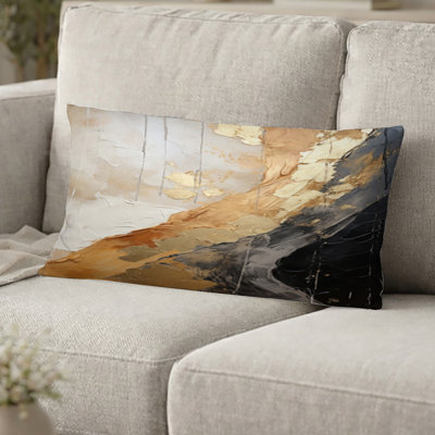 Abstract Spirals Decorative Pillow - Minimalism Chrome Gold And Black Poteries Printed Throw Pillow
