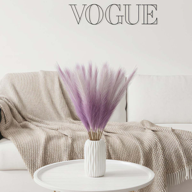 10 fleurs artificielles Pampas 50cm Bouquet de roseaux en soie Boho pour décoration de fête, Mauve