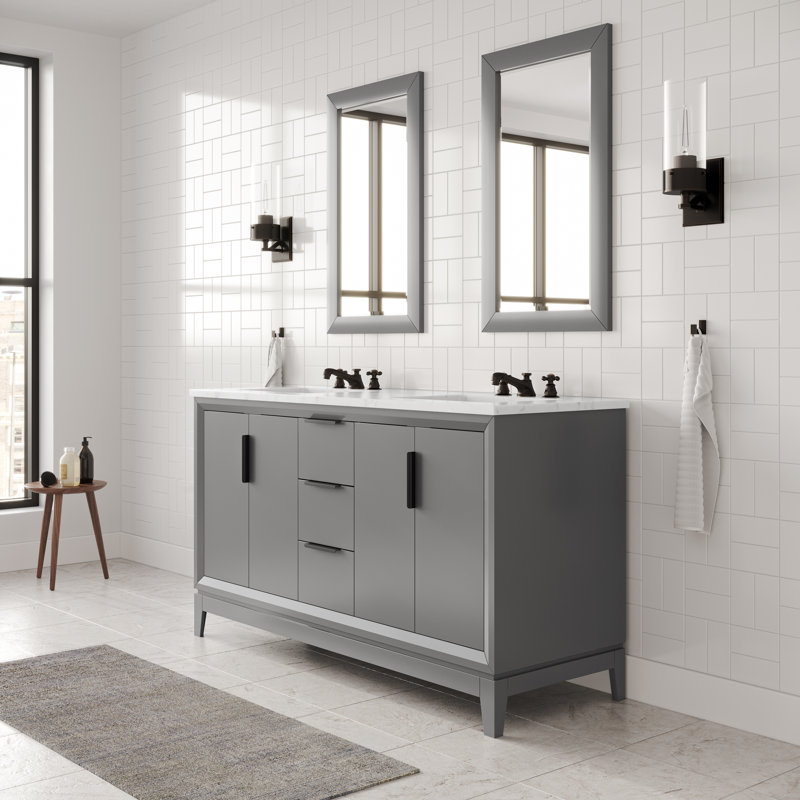 Meuble-lavabo de comptoir en marbre 60 po Elizabeth Elizabeth, Gris cachemire