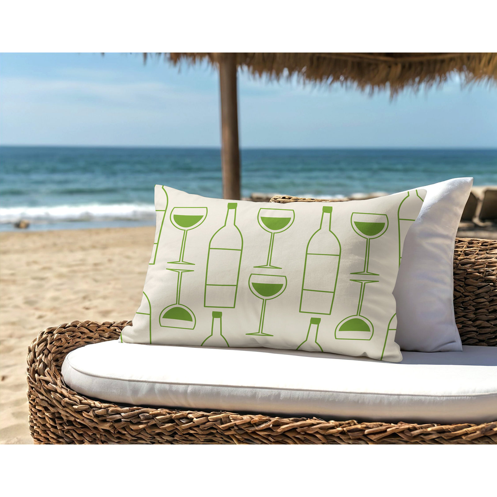 Hyatt Indoor/Outdoor Throw Pillow, 14"H x 20"W, Chartreuse
