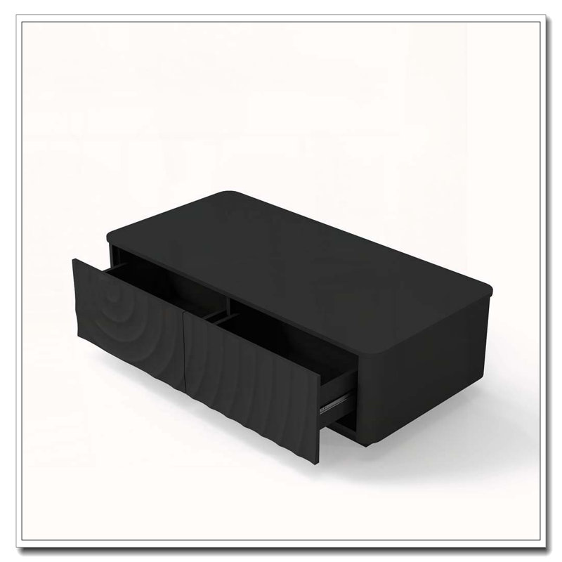 47'' Rectangle Coffee Table With Storage, Black