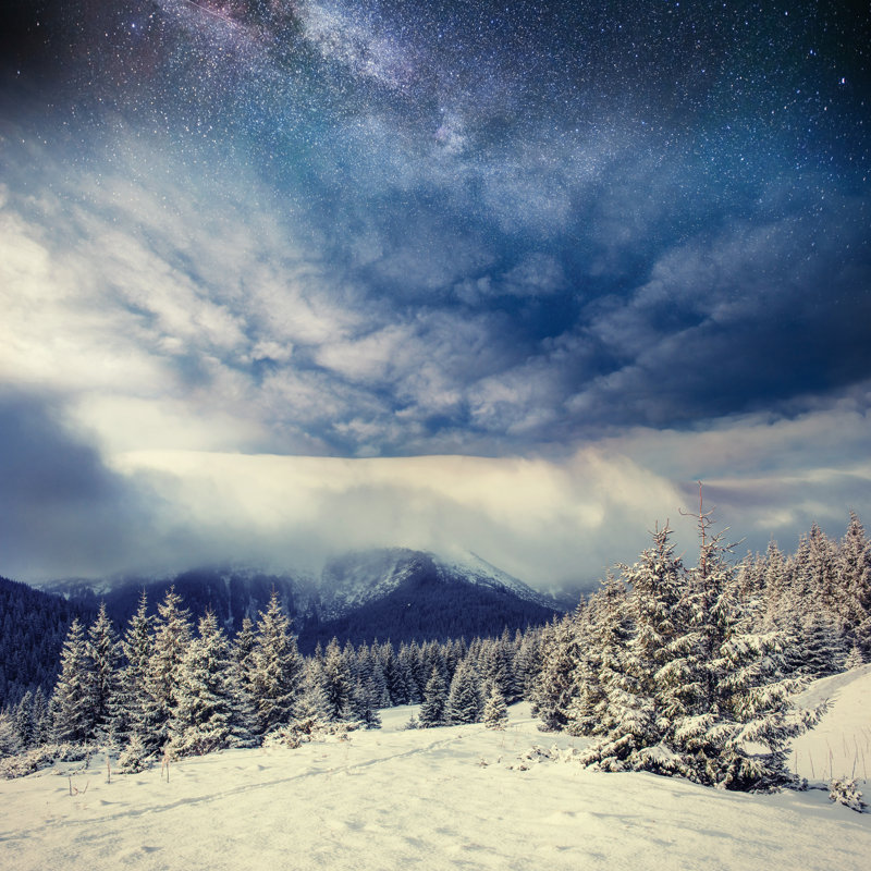 Forgan Stars On Snowy Night by Standret - Wrapped Canvas Print, 30cm H x 30cm W x 3.8cm D