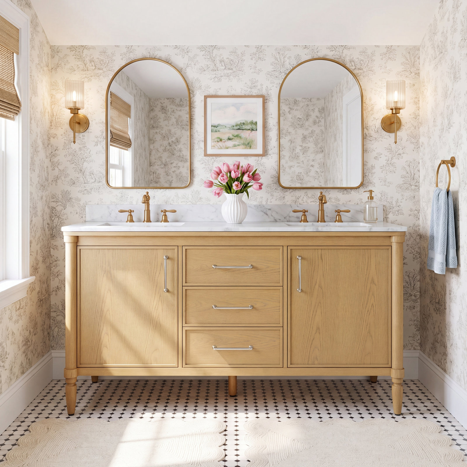 Buchan 60" Carrara Marble Double Bathroom Vanity