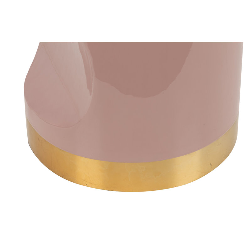 Brass Accent Stool, Pink