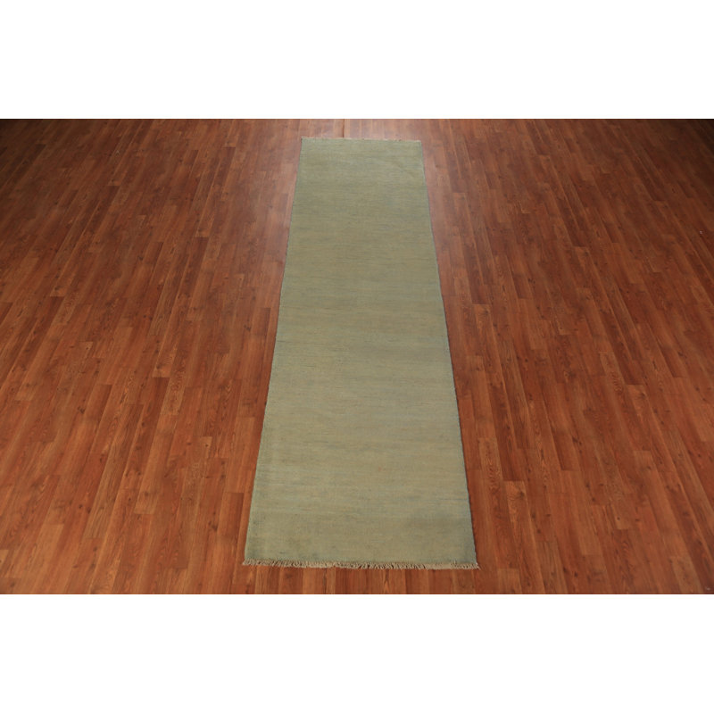 Green Gabbeh Modern Runner Rug 3x10