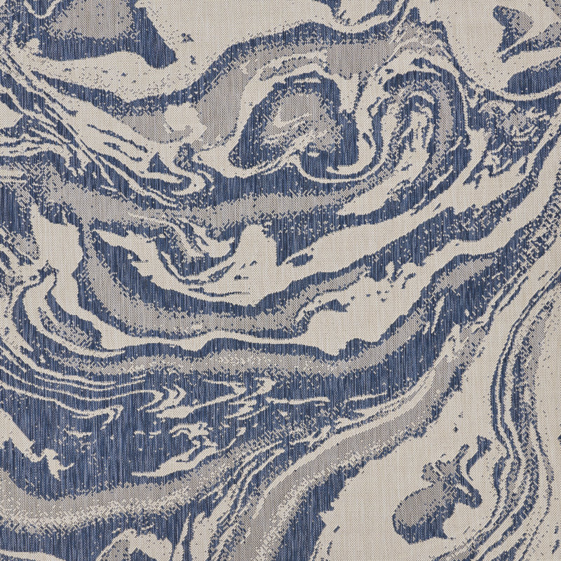 Ohiopyle Abstract Beige/Blue Power Loomed Indoor/Outdoor Area Rug, Rectangle 3' x 5'