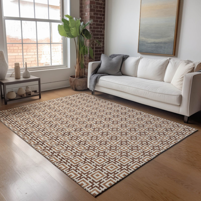 Premium Machine Washable Paullette AMF139 Paprika Rug, Rectangle 5' x 7'6"