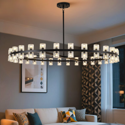 36"/48"/60" Dimmable Round Crystal Cup Large Chandelier