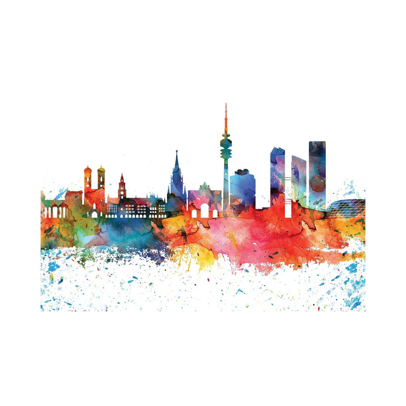 Munich Skyline by WallDecorAddict - Wrapped Canvas Painting, 20.32 cm H x 30.48 cm W