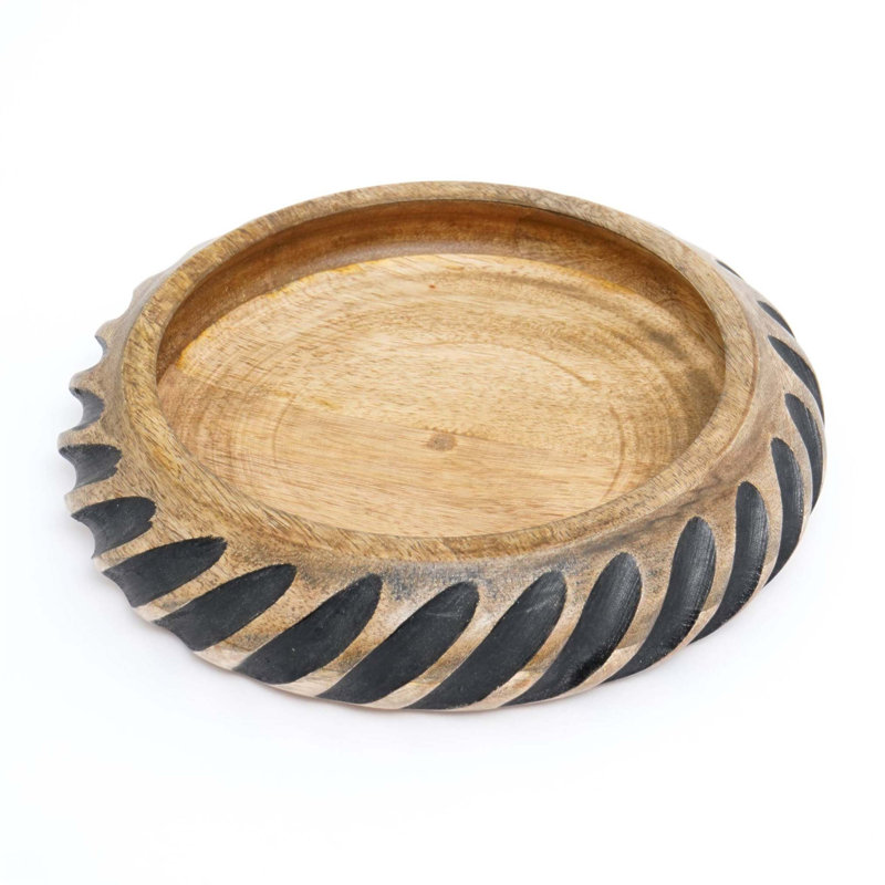 Bol en bois fait à la main Dannel avec remplissage noir, parfait pour servir et décorer, fabriqué à partir de bois de manguier de qualité supérieure