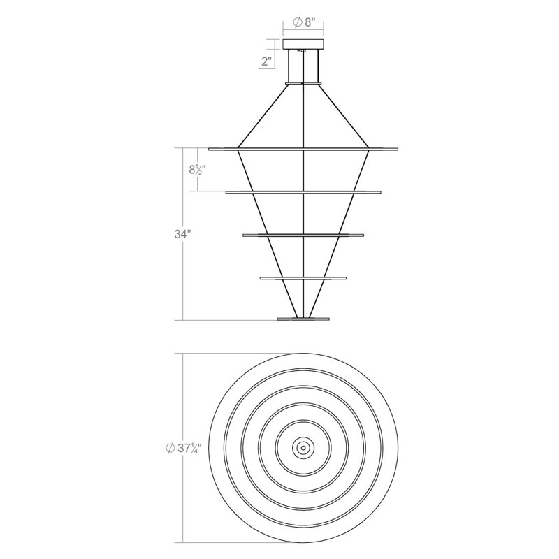Arctic Rings 5 - Light LED Chandelier, Satin Black