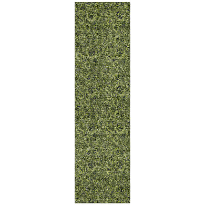 Washable Floral Indoor / Outdoor Rug, Runner 2'3" x 7'6"