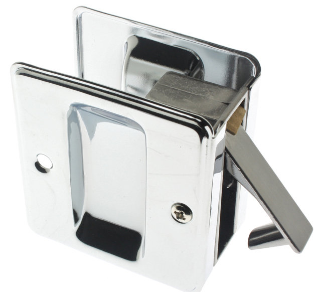 Solid Brass Pocket Passage Pull, Polished Chrome