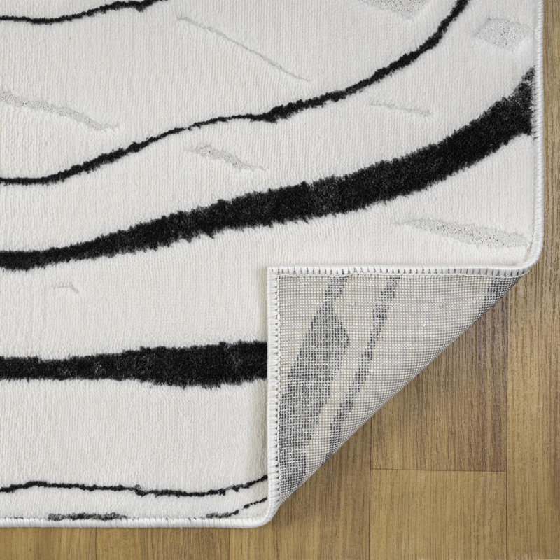 Modern Abstract Wave Area Rug, Rectangle 4'11" x 7'2"