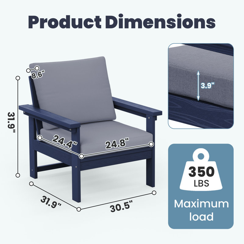 HDPE 2-Person Conversation Set, Gray, Navy