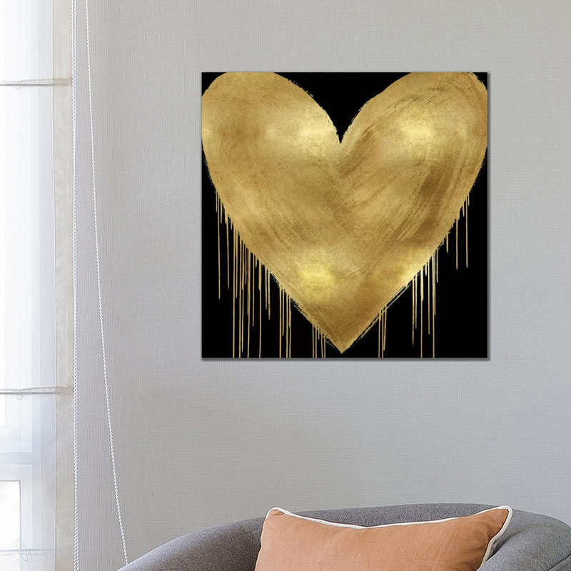 Big Hearted Gold On Black by Lindsay Rodgers - Wrapped Canvas Print, 66.04 cm H x 66.04 cm W x 1.91 cm D