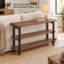 Console en bois massif à 3 niveaux de 122 cm (48 po) avec tablettes ouvertes, couleur noyer