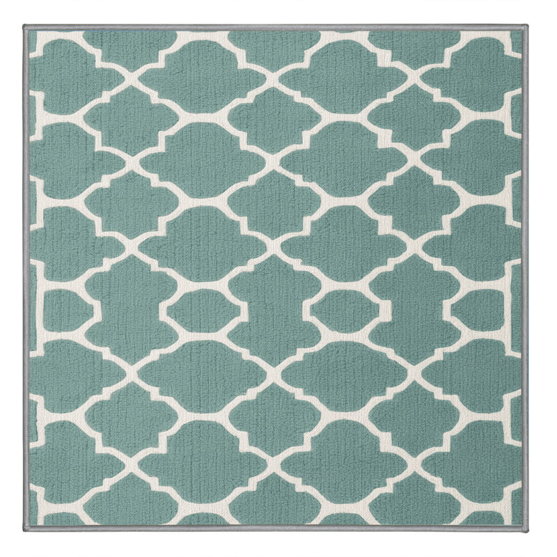 Machine Washable Trellis Gray Area Rug, Square 8'