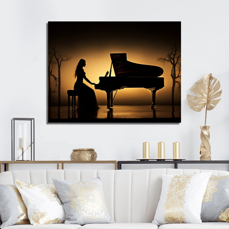 Piano Symphony In Silhouette II sur impression sur toile, Toile tendue, H 16 po x l 32 po x P 1 po