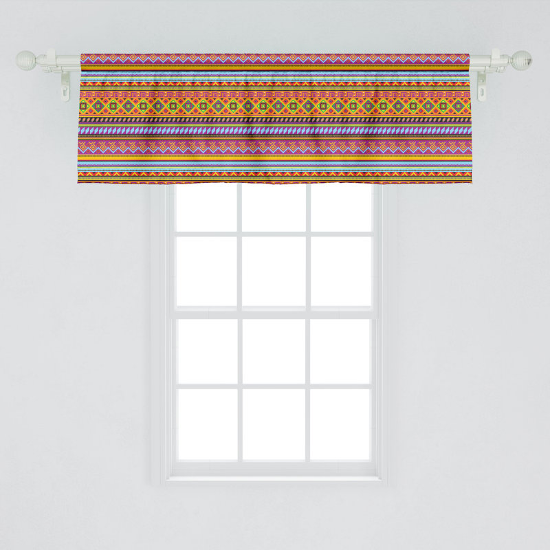 Multicolor Vintage Geometric Satin Rod Pocket Valance 54" x 12"