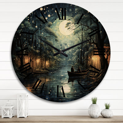 Très grande horloge murale Teal Canal Dramatic Canals