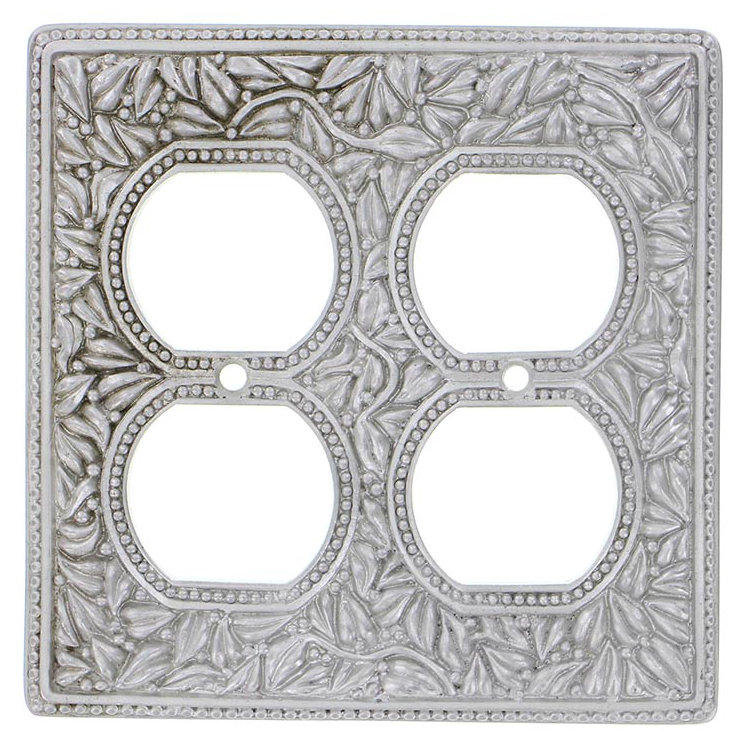 San Michele 2-Gang Duplex Outlet Wall Plate, Satin Nickel