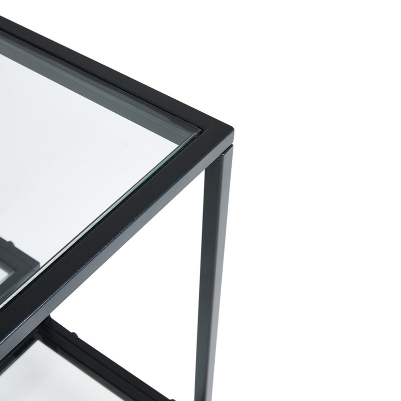 Square Black Glass Side Table