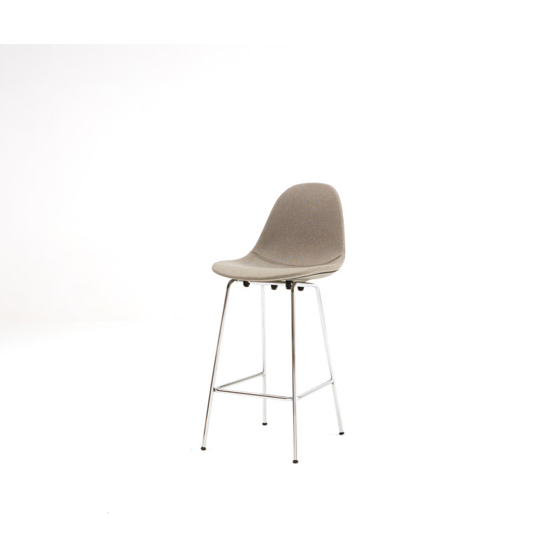 TA Upholstered Bar & Counter Stool, Counter Height (25.5" Seat Height), Gray, Chrome