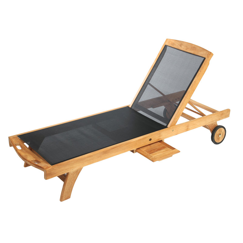Ellie-Maye 82" Long Reclining Teak Single Chaise