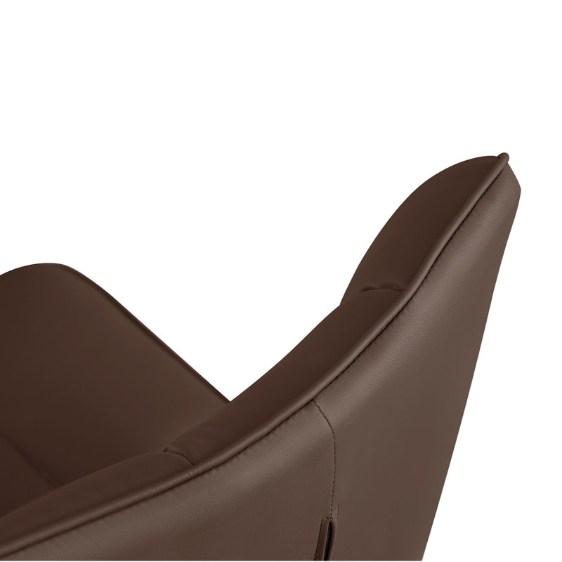 Raffertie 19.6" H PU Leather Upholstered Modern Dining Chairs With Black Metal Frame and Checker-Shaped Backerst, Brown, 2