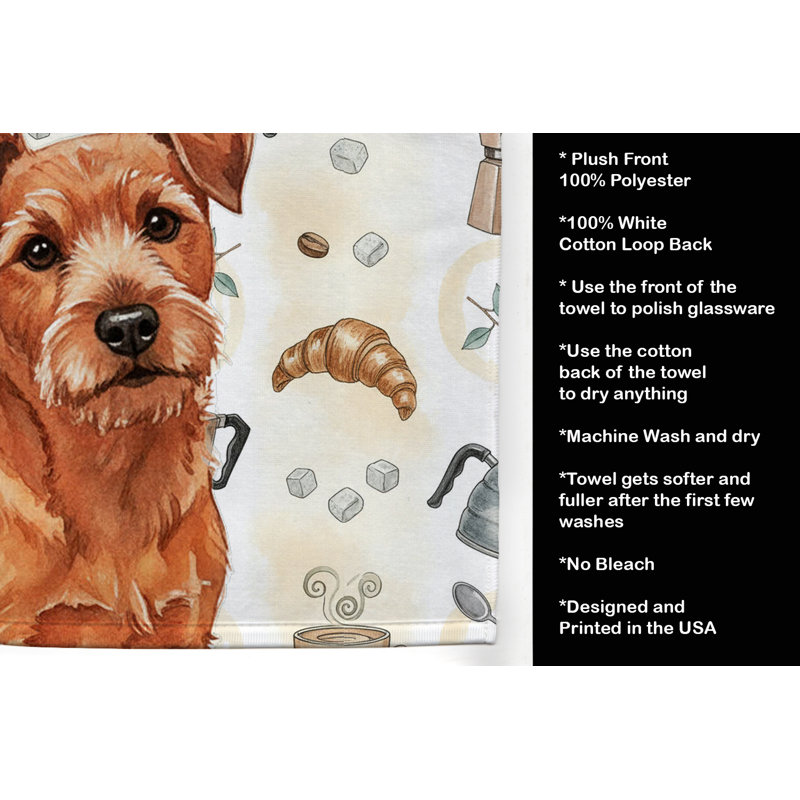 Serviette de cuisine Coffee Bar, Rouge Norfolk Terrier rouge