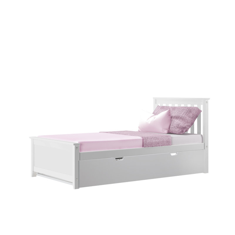 Lit plateforme en bois massif avec lit gigogne Boling par Harriet Bee, Blanc, Lit simple