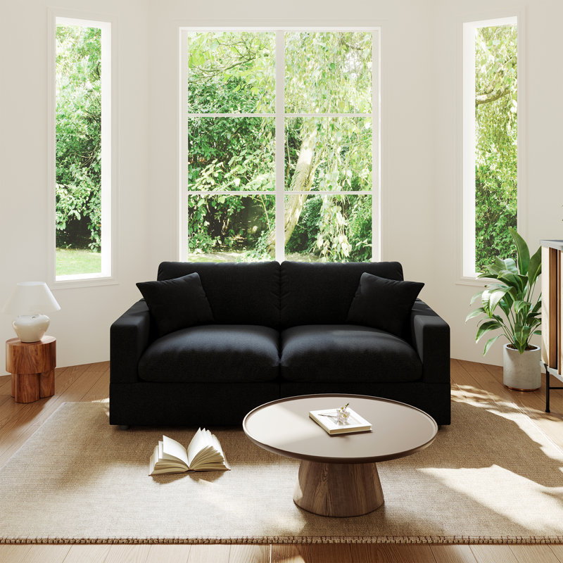 Upholstered Sofa, Cloud Couch Modular Sectional Sofa Couch For Living Room Bedroom, 24.8" H x 67" W x 28.3" D, 2, Black